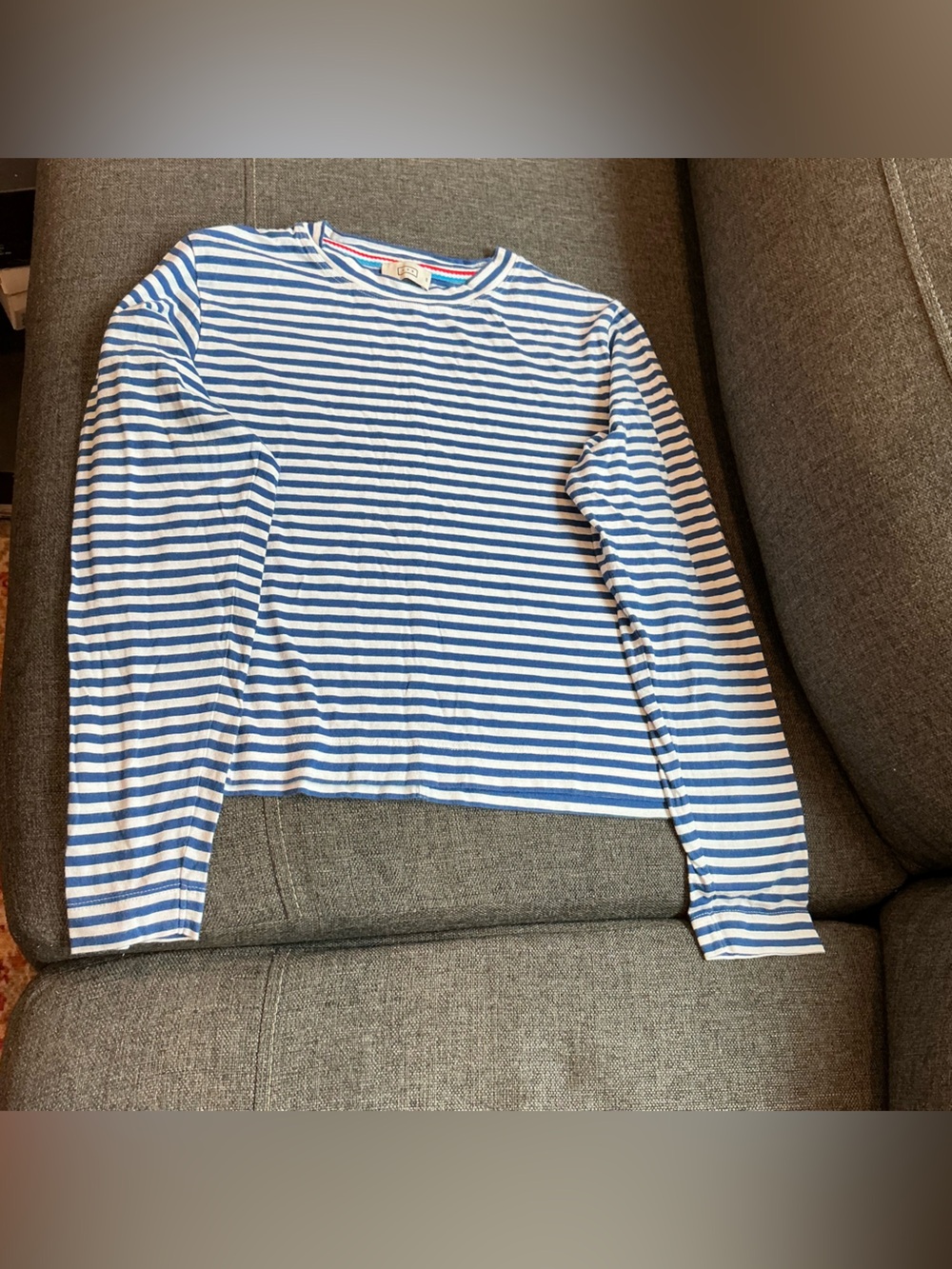 AYR Blue and White Striped Kids Long-Sleeve One-Piece size XS nautical stripes